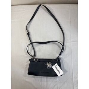 Steve Madden Black Shoulder Bag DT626405 Rhinestone Heart Charm NWT